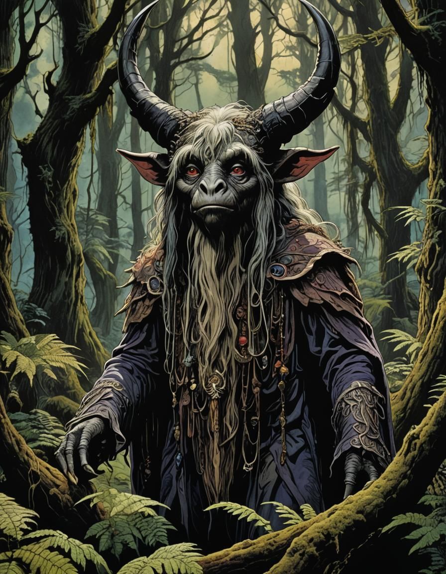 Dark Crystal Creature in a Deep Forest