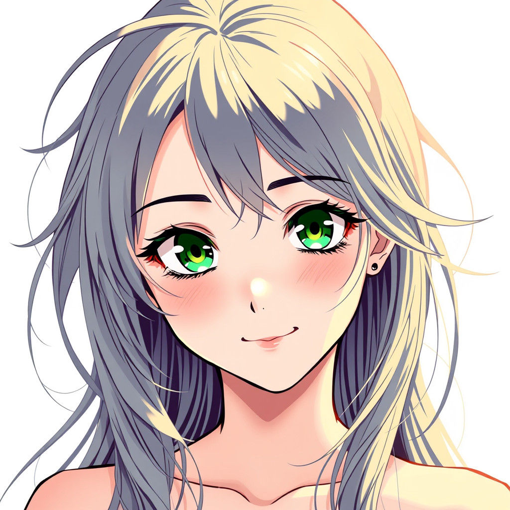 Anime Portrait of a Beautiful Woman with Green Eyes