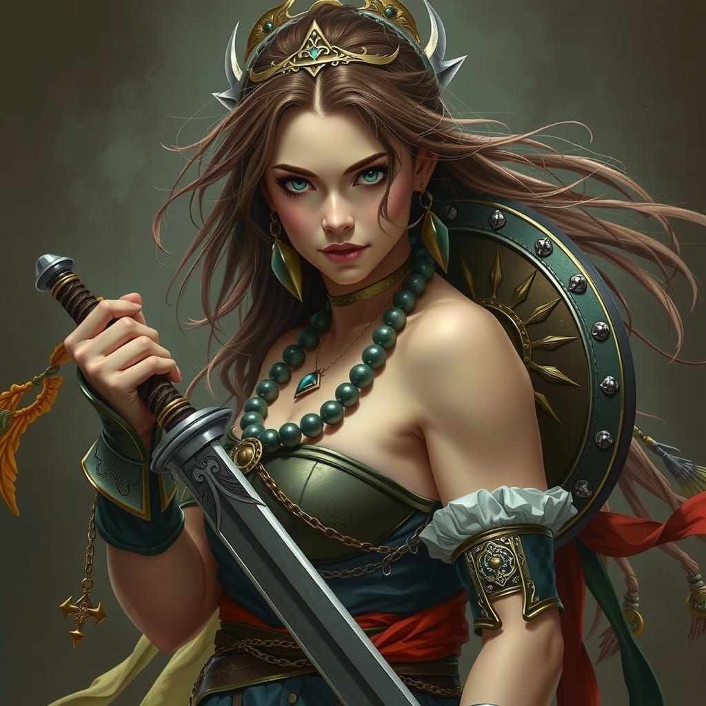 Warrior Goddess in Ancient Armor