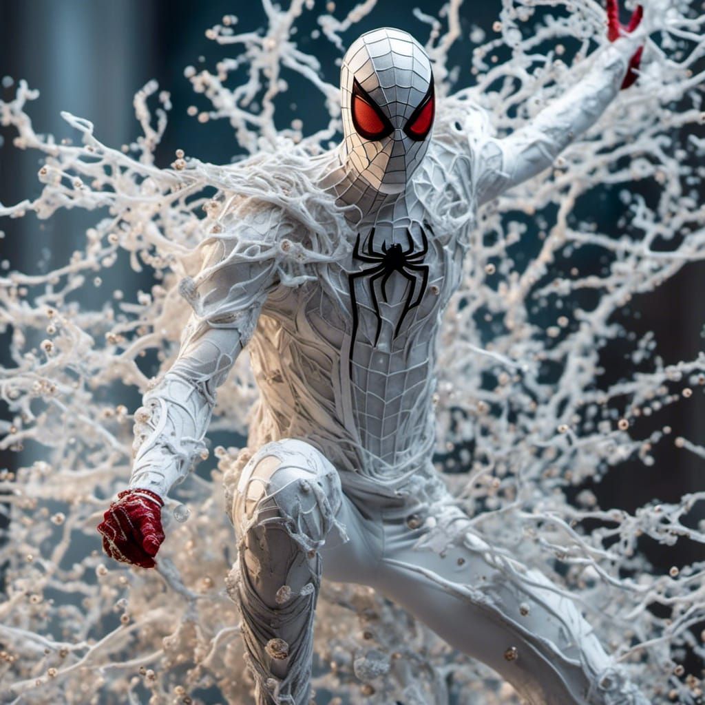 Hyperreal Spiderman in White Costume