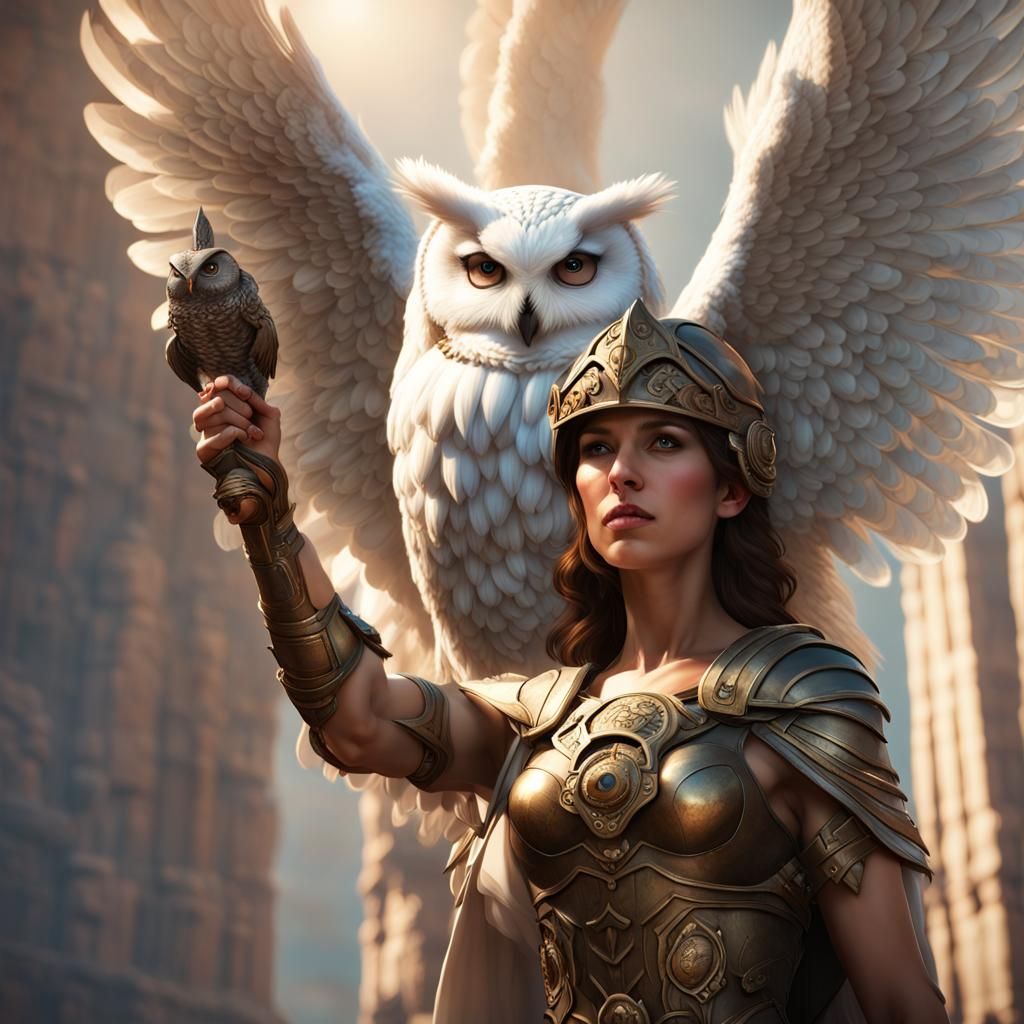 Athena on Mount Olympus in Dark Fantasy Style