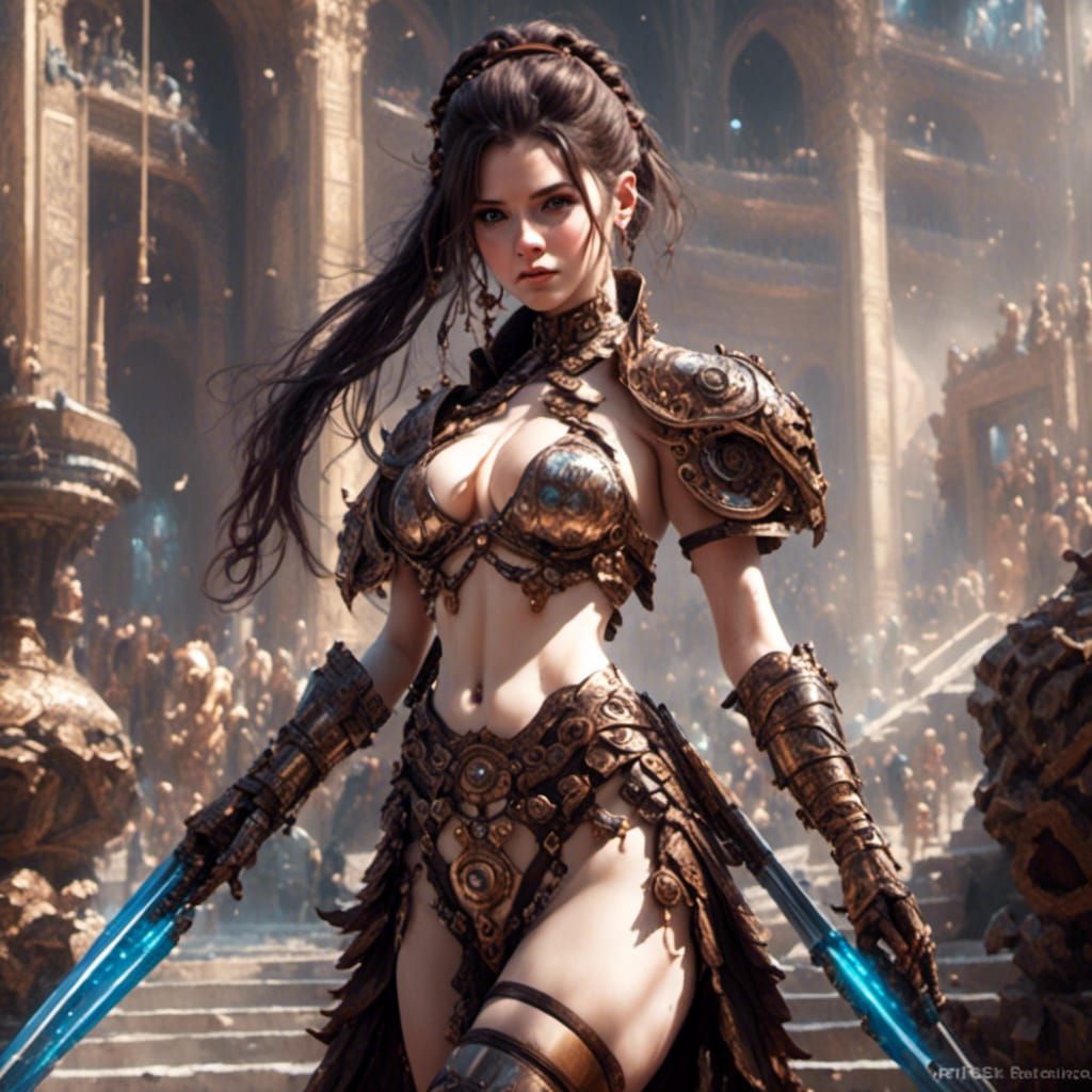 Anna Kendrick Metal Bikini Portrait in Hyperreal Style