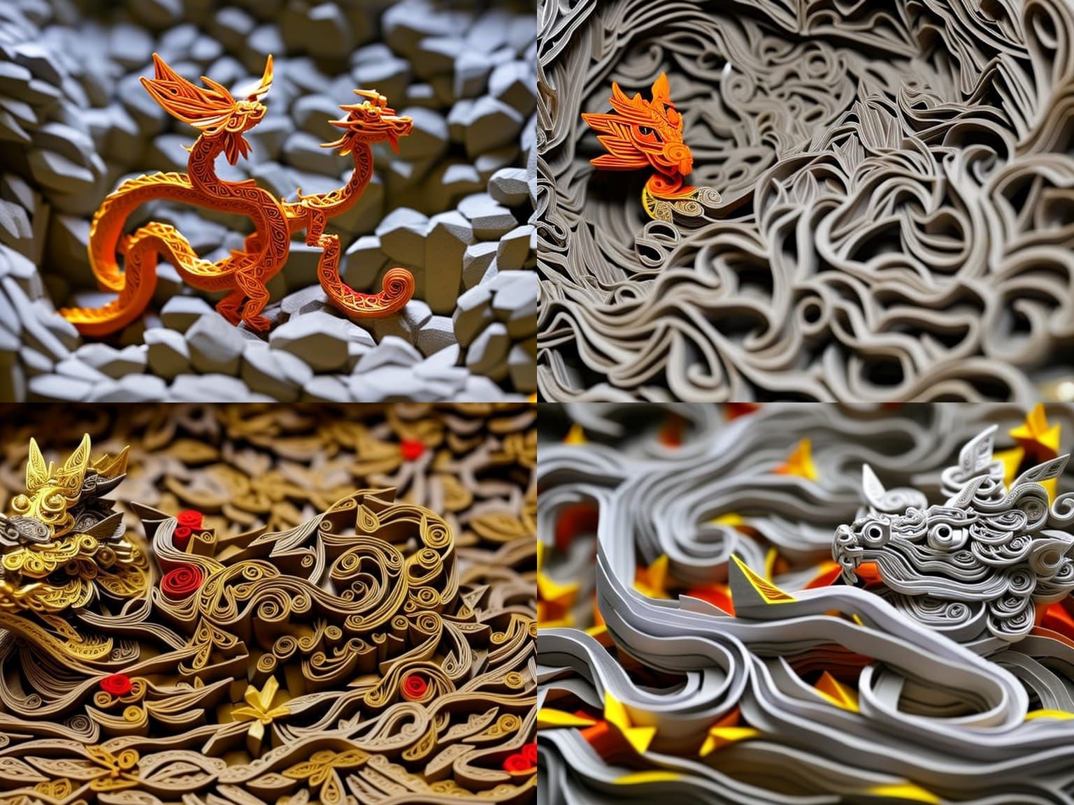 Chinese Dragon in a cave surrounded by treasure, close-up po...