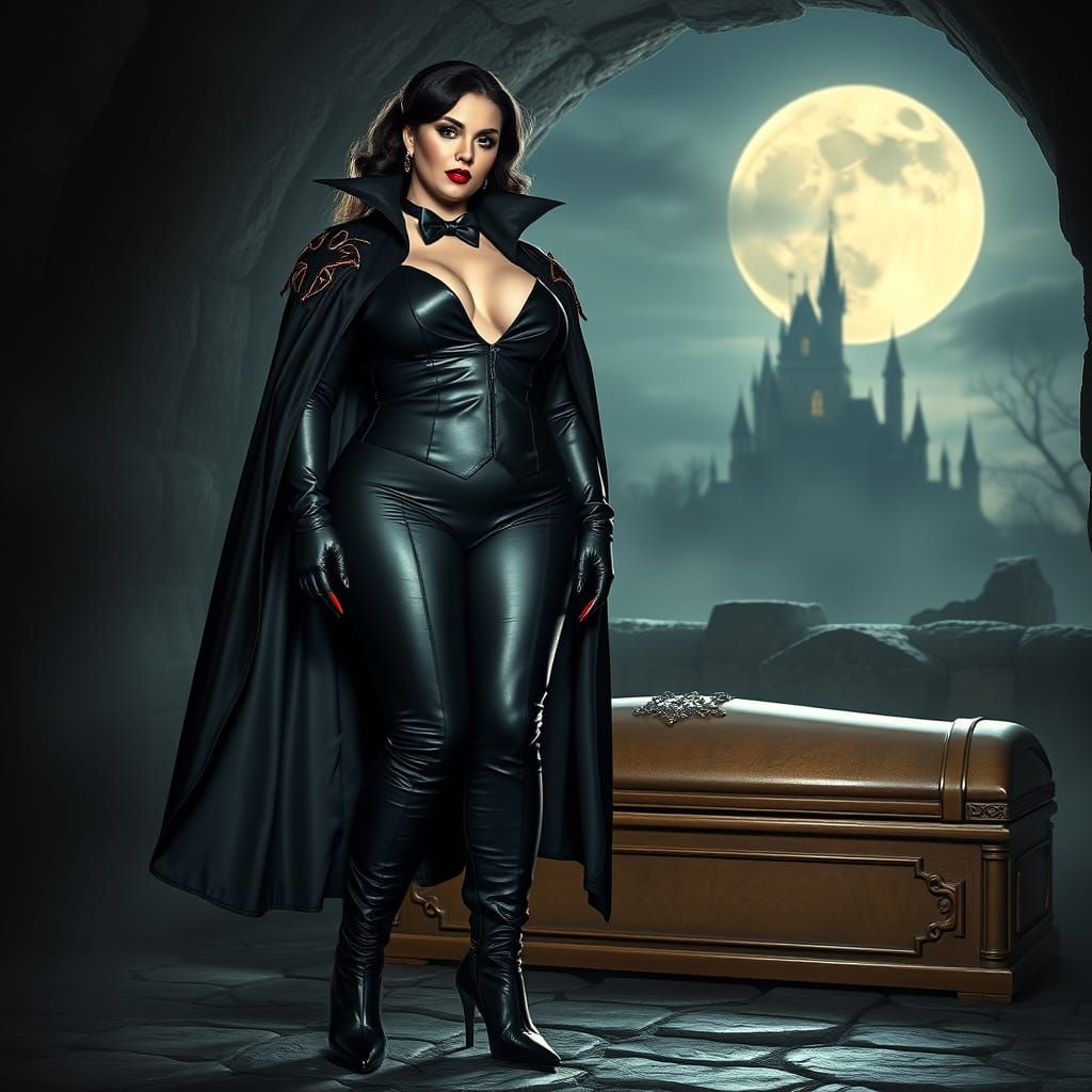 Elegant Vampire Seductress in Black Tie Gothic Romance