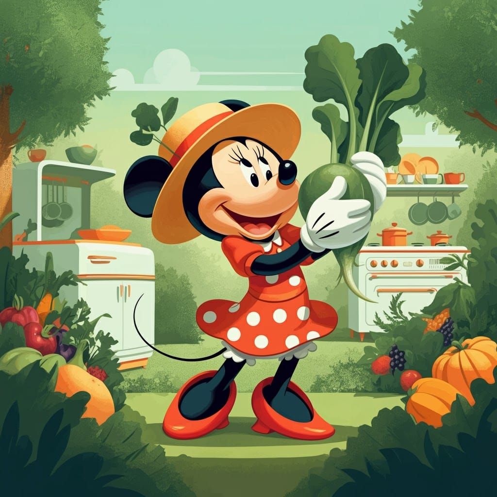Minnie Mouse's Retro Vegetable Garden Ad
