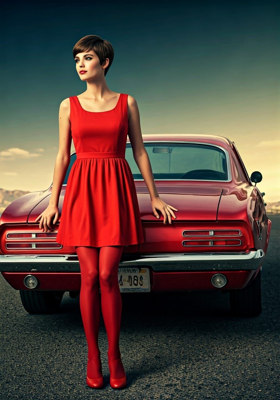Taylor Hill as 1960s Lady in Red by Firebird