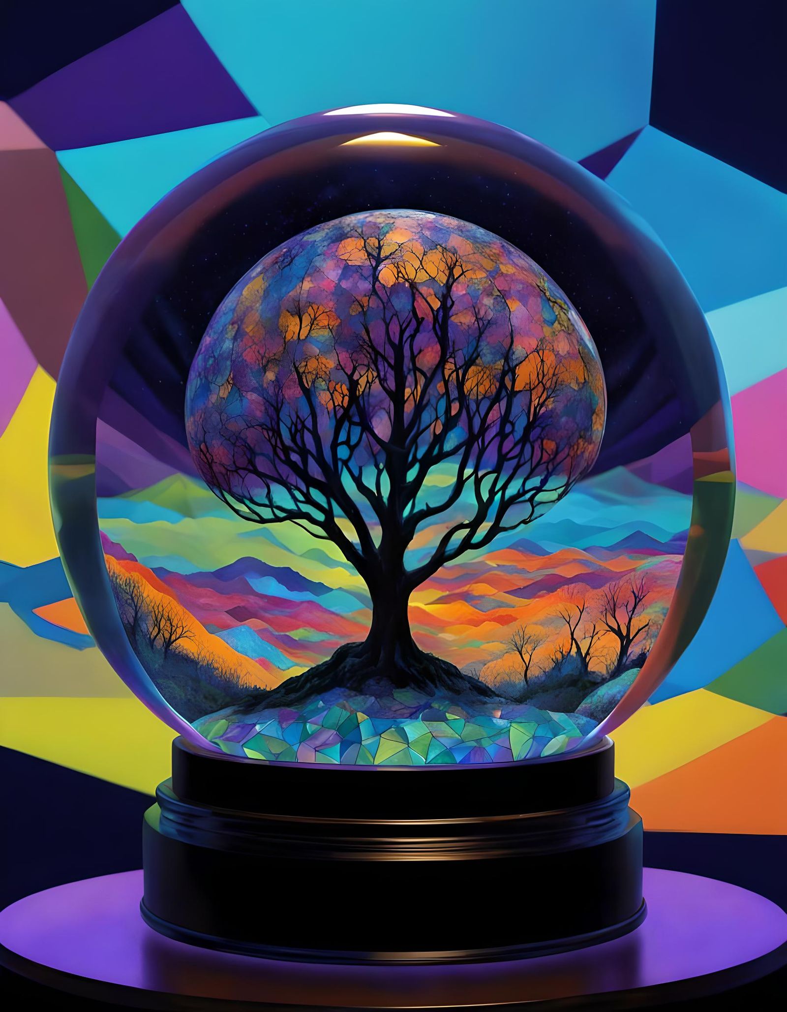 Liquified Soul Snowglobe with Nanoluminescent Patchwork
