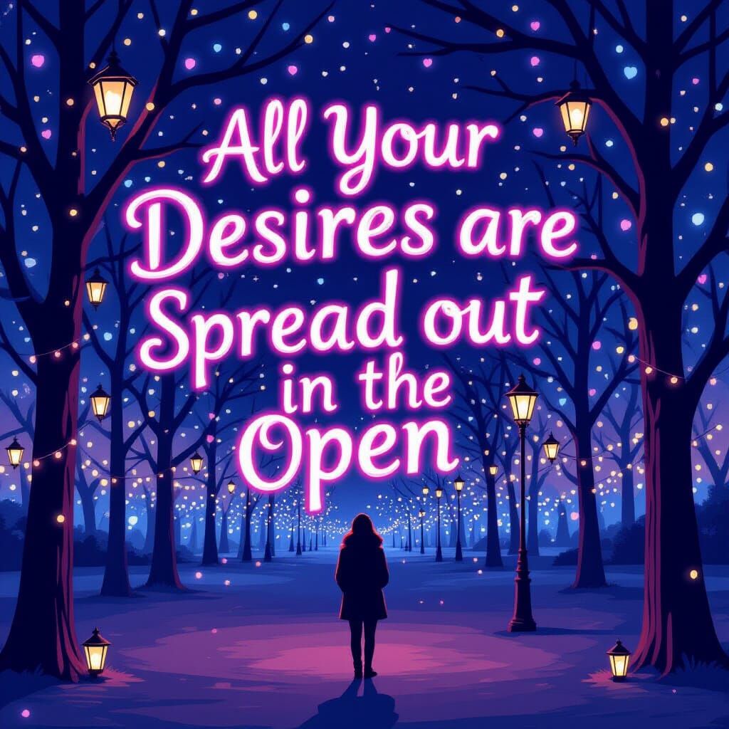 Magical Park Scene with Diamond Lettering