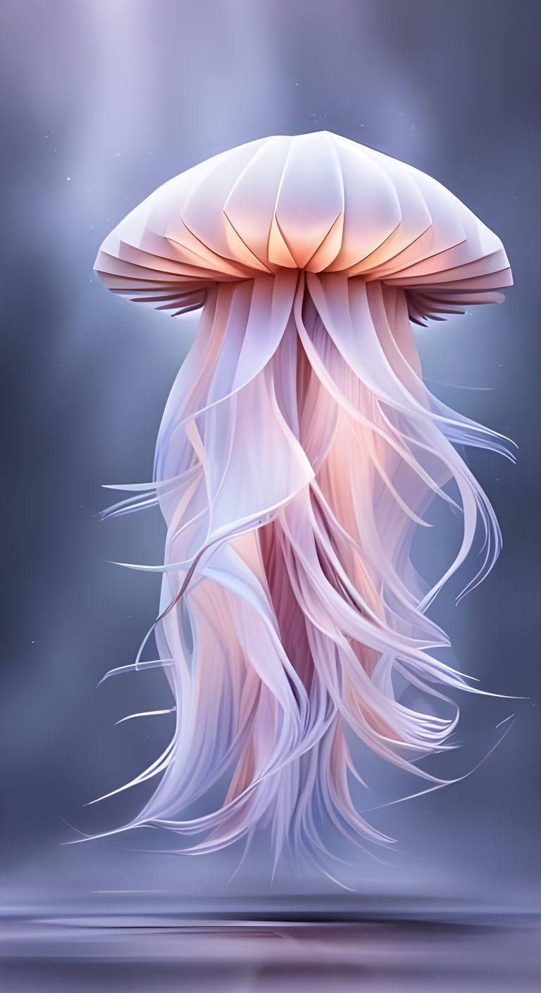 Origami Jellyfish Paper Sculpture in 8K