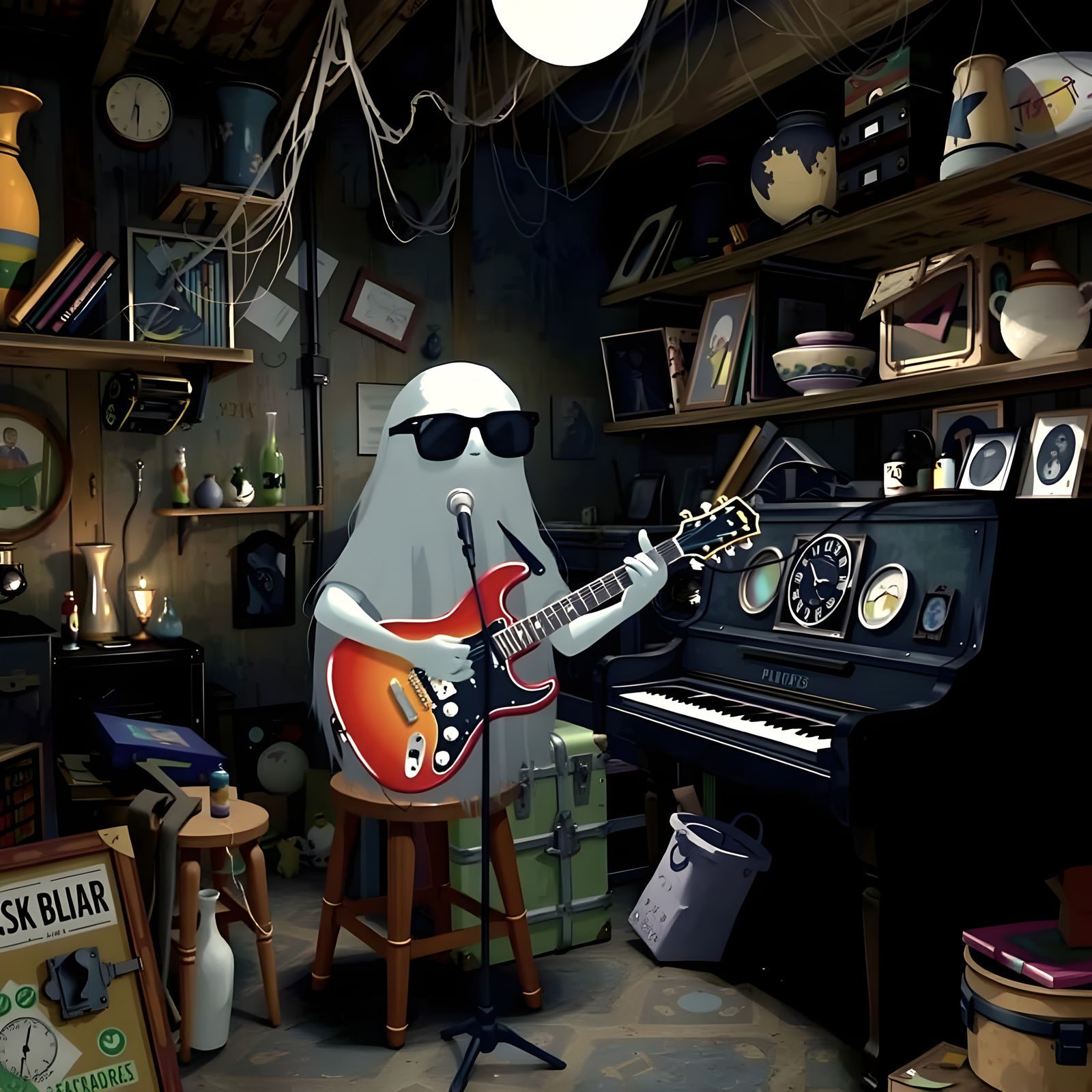 Blues Piano Ghost in Spooky Attic