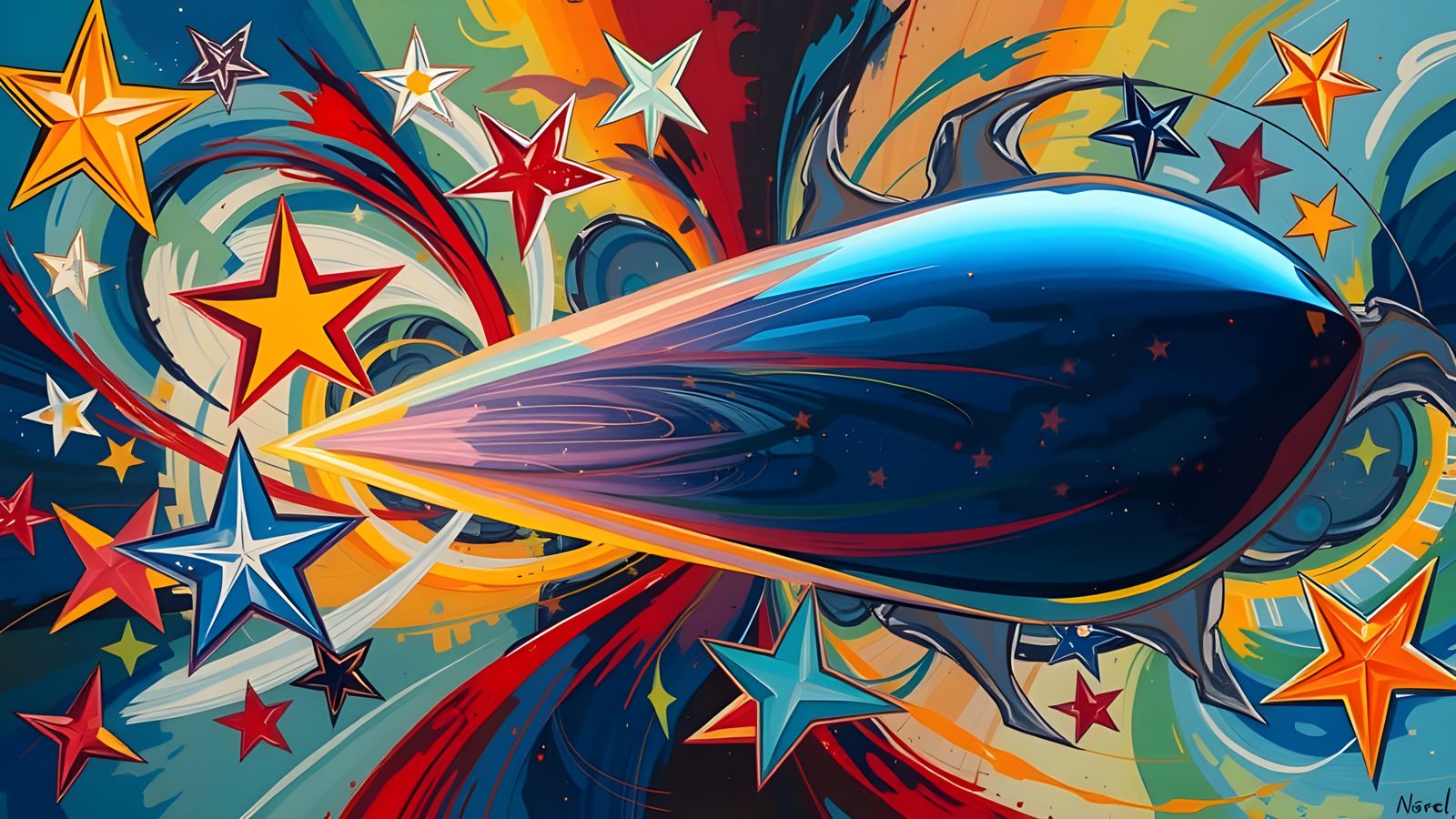 Surreal Iridescent Metropolis in Vibrant Oil Painting Style