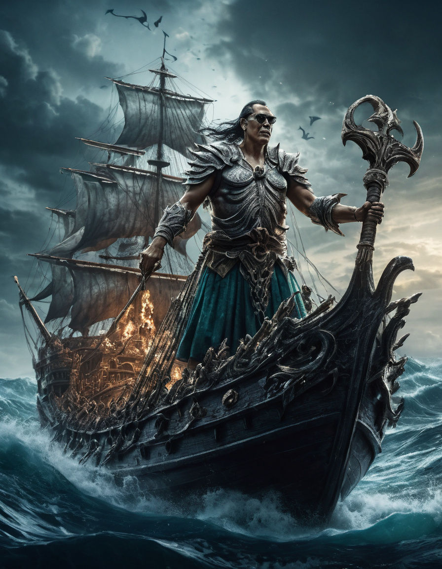 Poseidon Destroys Spanish Galleons in the Ocean