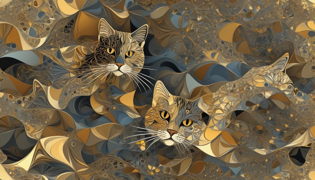 Abstract Cat Portrait with Zentangle and Fractals
