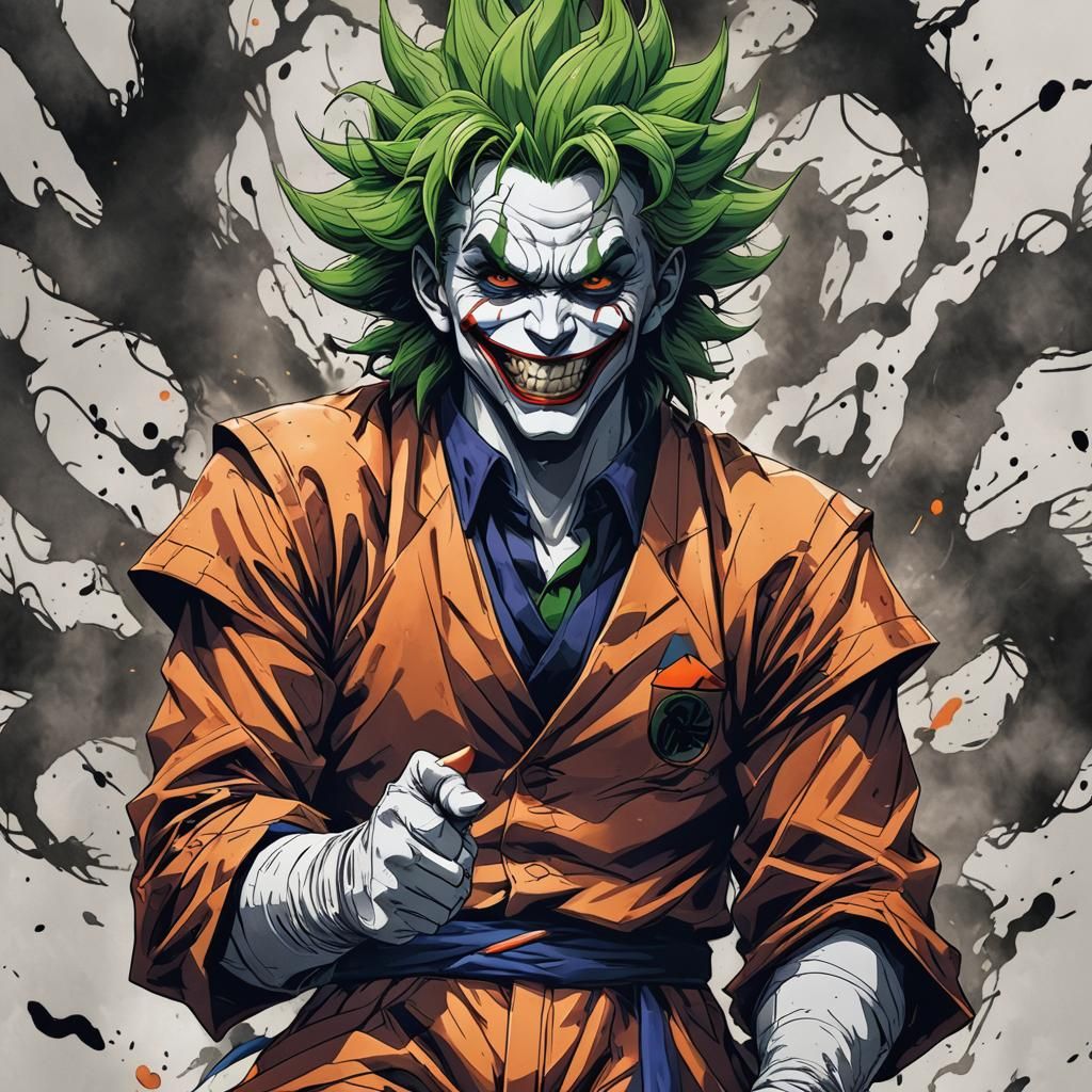 Joker and Goku Fusion: Digital Portrait