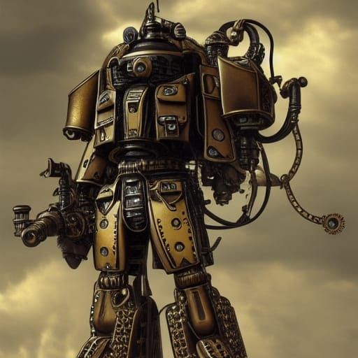 Steampunk Zaku Robot in Digital Matte Painting