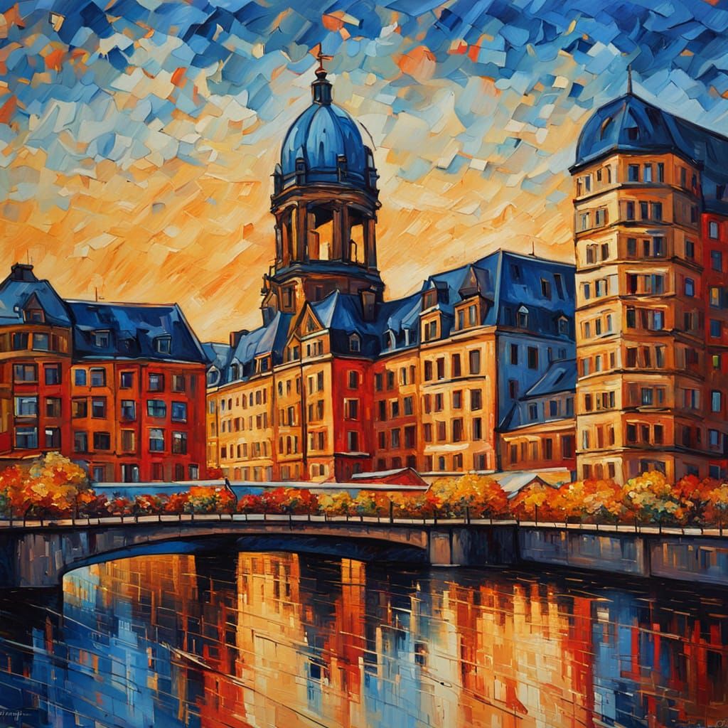 Berlin Cityscape in Neo-Impressionist Expressionist Style