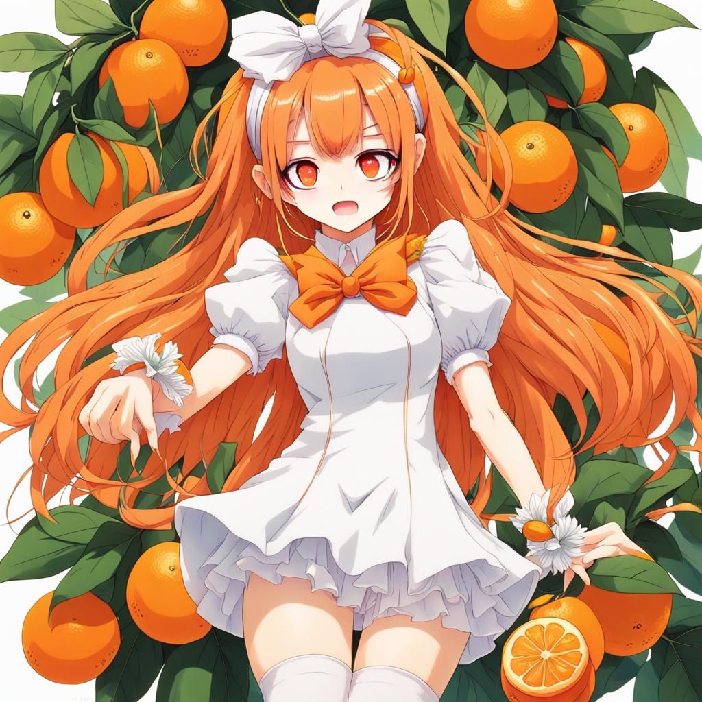 Girl in Orange Dress, Anime-Inspired Art