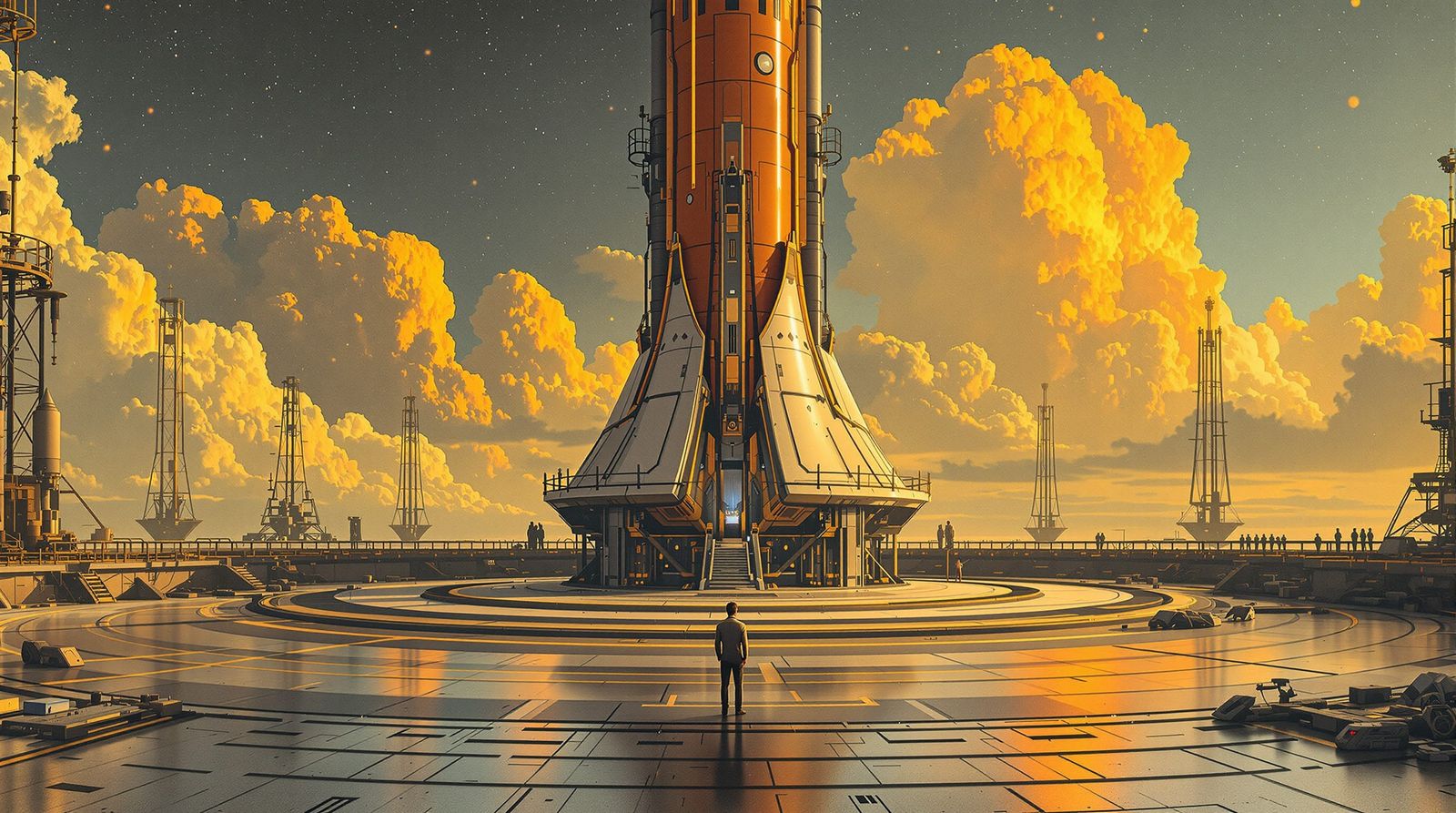Klimt-Inspired Sci-Fi Spaceship Launch