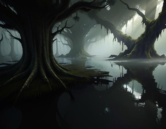 Bullywug in a Cinematic Swamp Scene