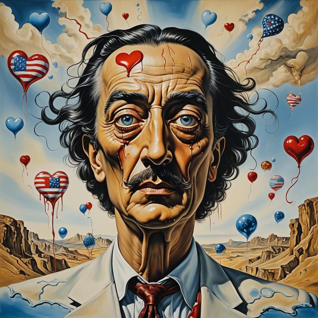Surreal Melting American Flag, Dali Style