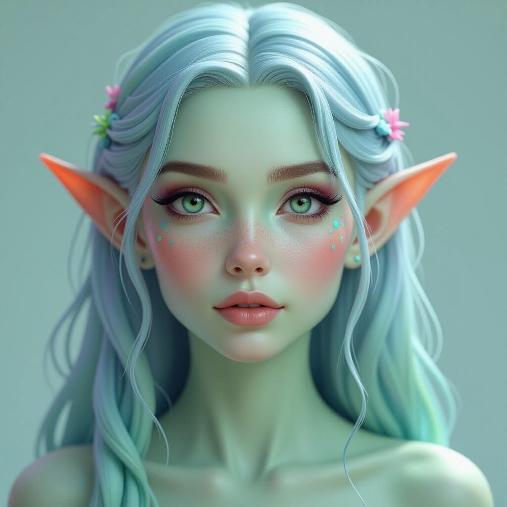 Surreal Alien Portrait with Ink Hair