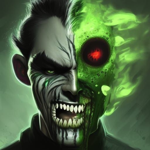 Two-Faced Portrait in Dark Fantasy Style