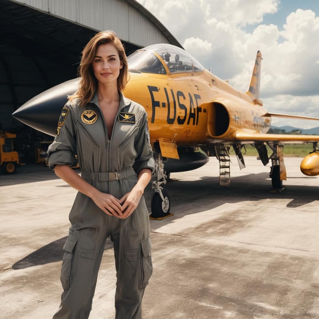 Smiling Pilot in Cockpit at Sunset: Digital Art