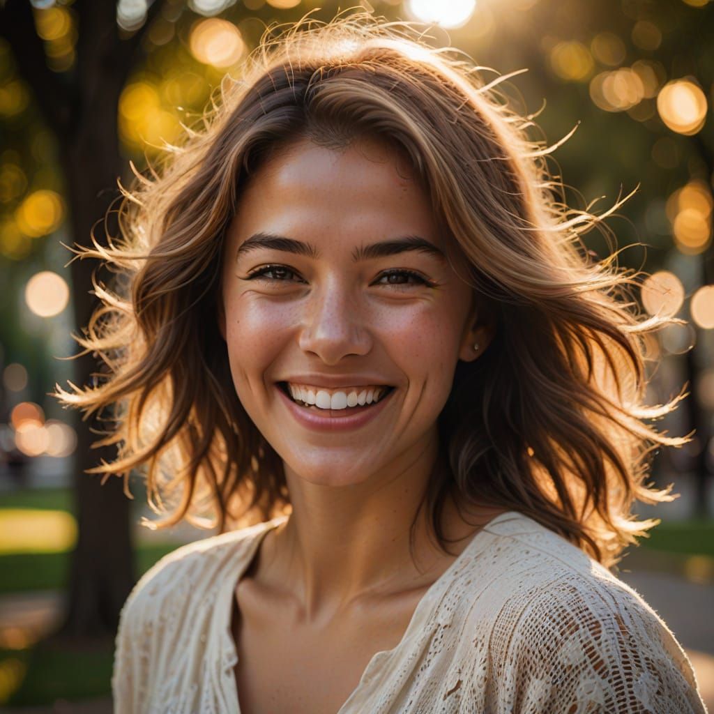 Warm Smile of a Woman in Joyful Moment