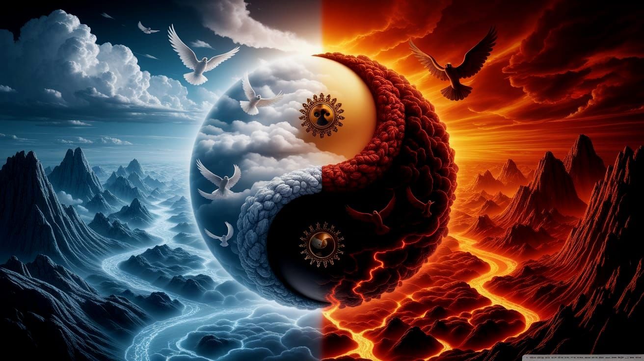 Heaven and Hell Yin Yang in Dramatic 3D