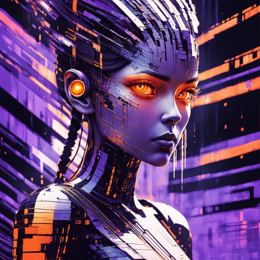 Hybrid Alien Goddess. Purple & Orange