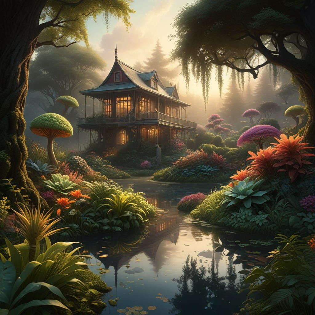 Mathematical Harmony in a Luminous Garden