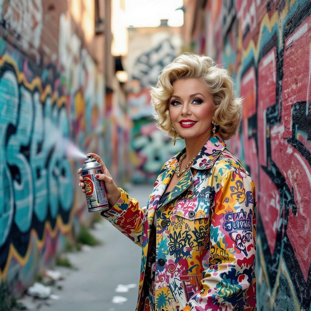 Debbie Reynolds as Graffiti Artist in Neo-Futurist Style