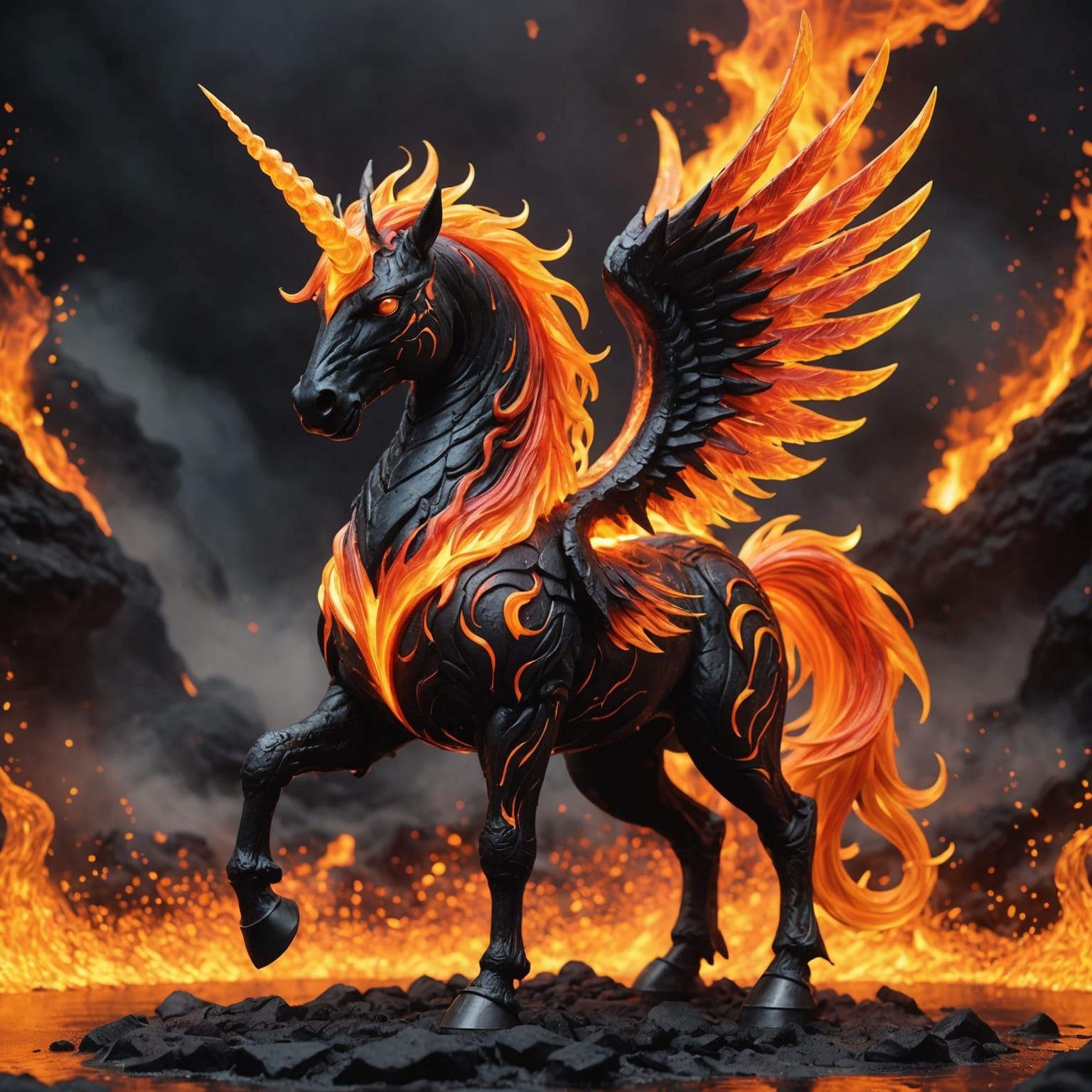 Majestic Molten Lava Alicorn with Magic