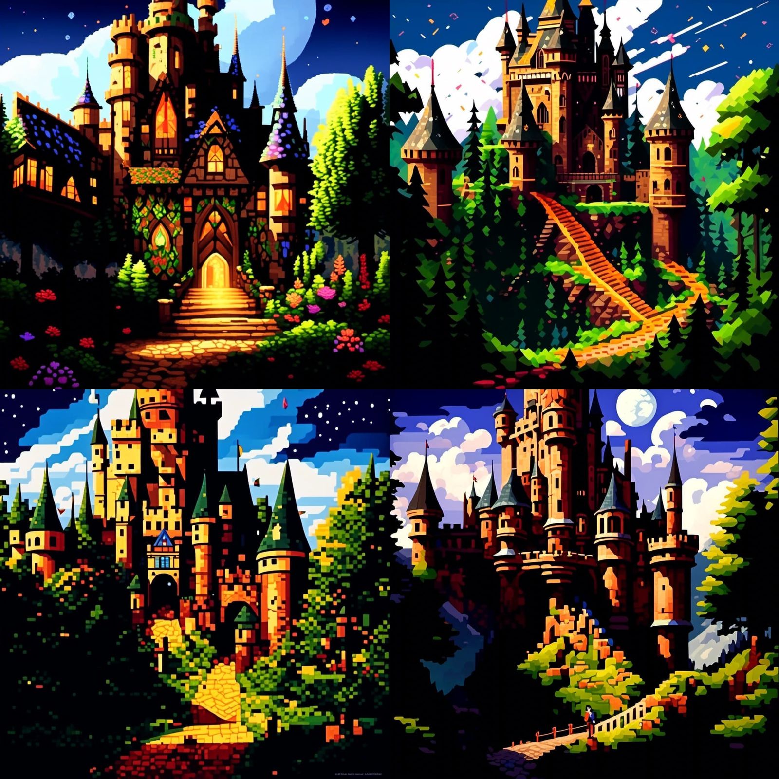 Castle, SNES pixel art, hyperdetailed pixel art, 8k resoluti...