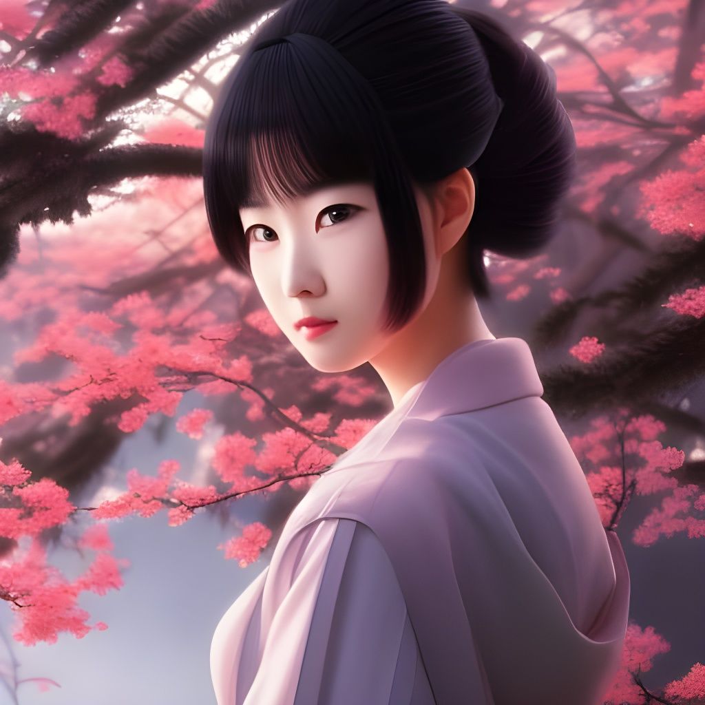 Japanese Woman in Kimono with Mount Fuji Backdrop