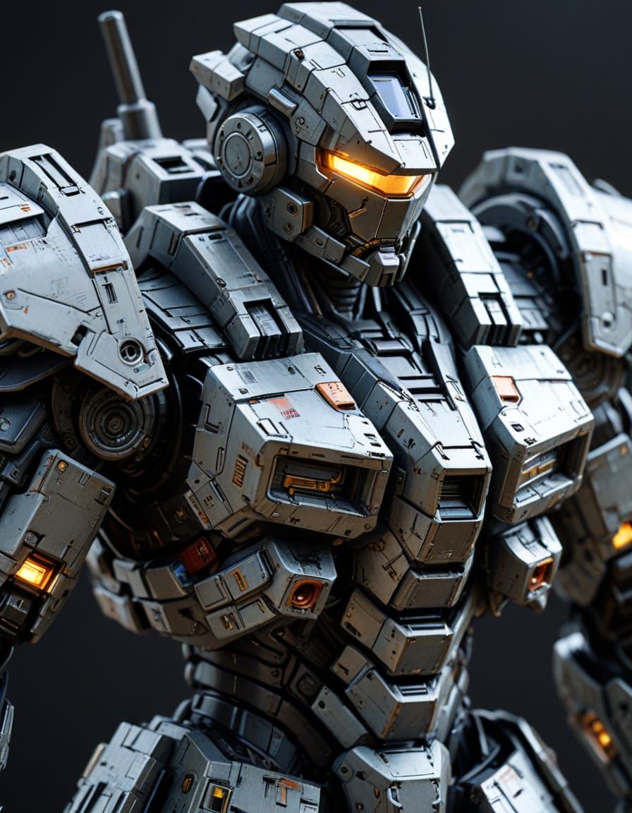 Surreal Mecha Armor Close-up in a Cyberpunk Aesthetic