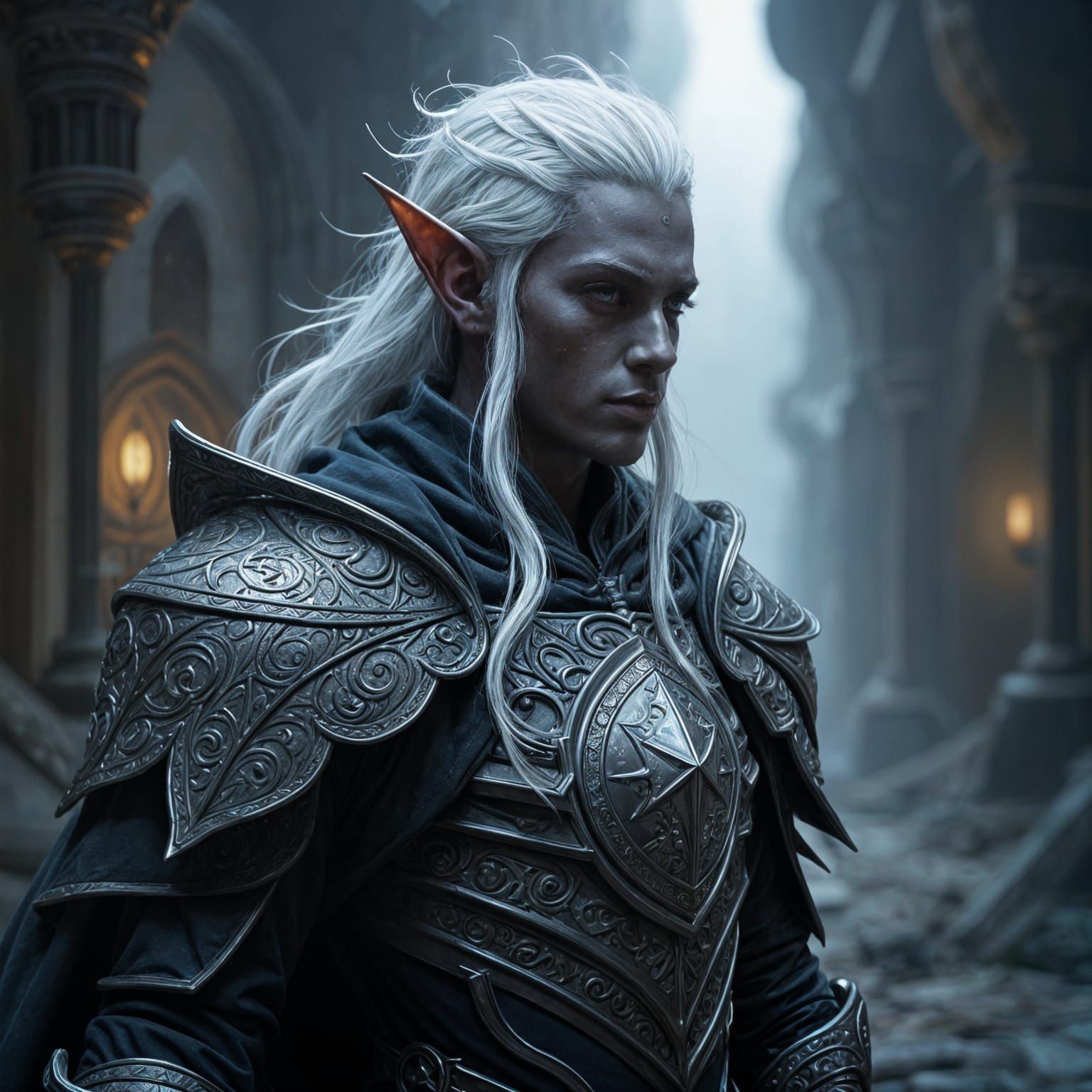 Dark Fantasy Drow Paladin Concept Art
