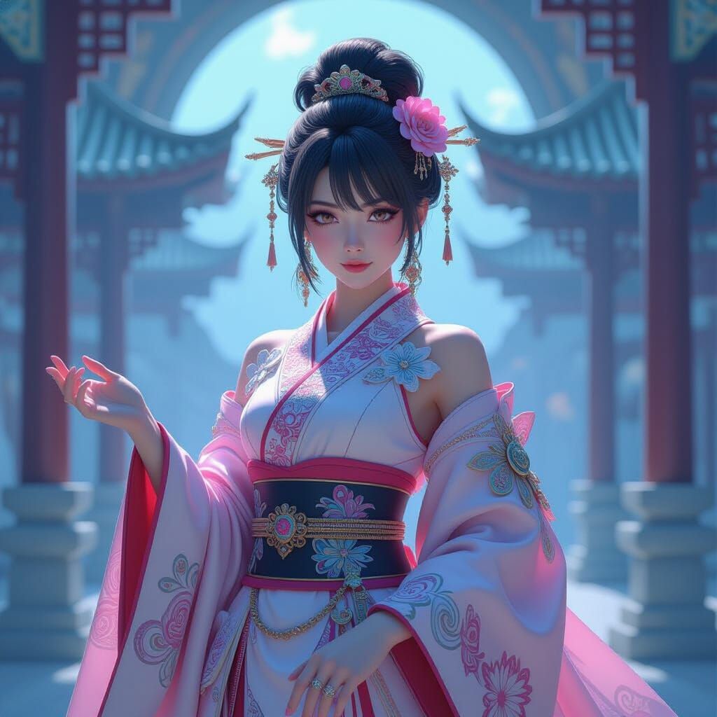 Anime 3D Render of Bonne in Ornate Clothing