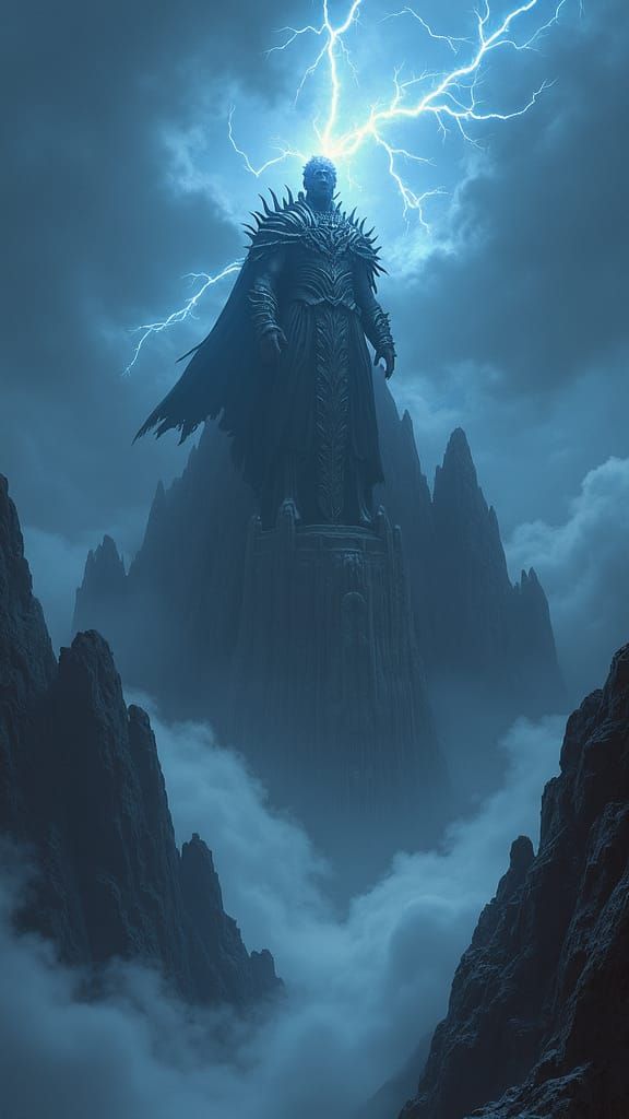 Dark Overlord Summons Lightning in Stormy Fortress