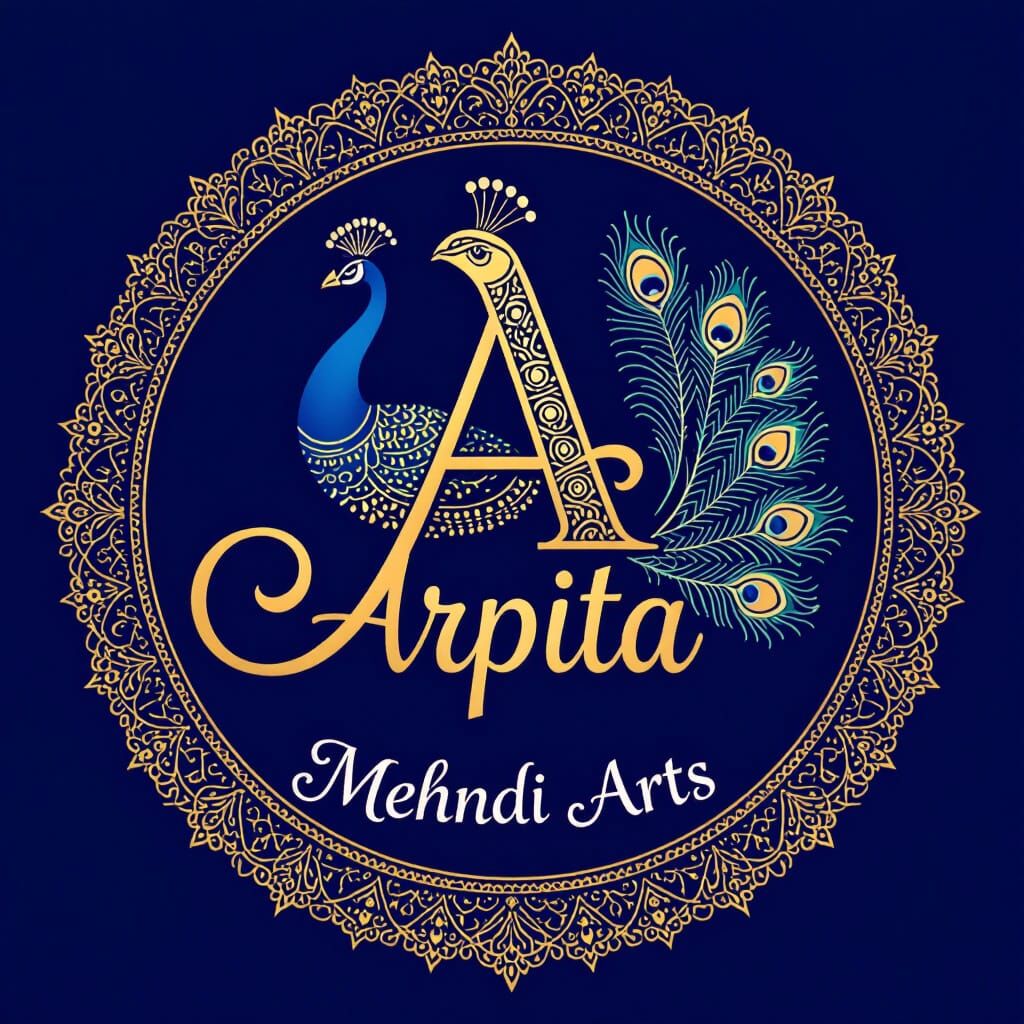 Majestic Peacock Logo for Mehndi Arts in Vector Style