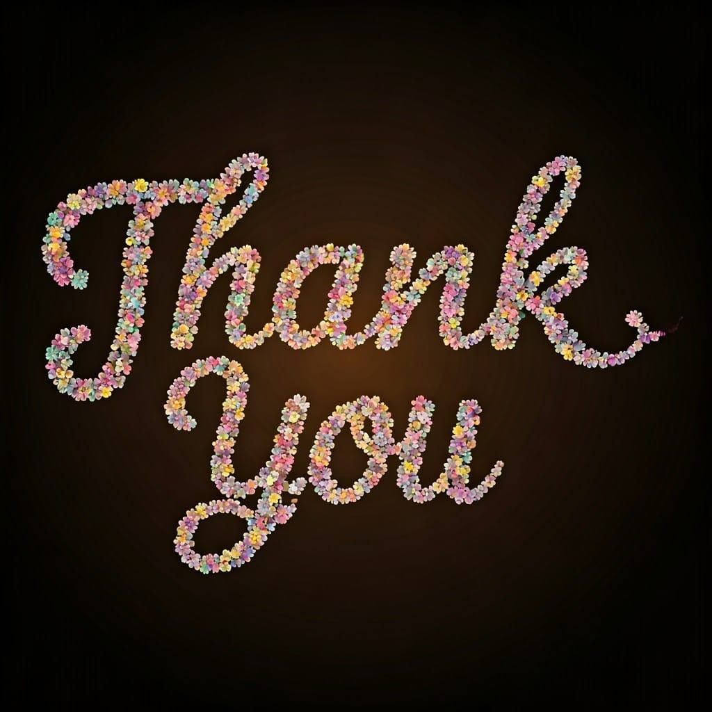 Floral Heart Script: Thank You in Art Nouveau Style