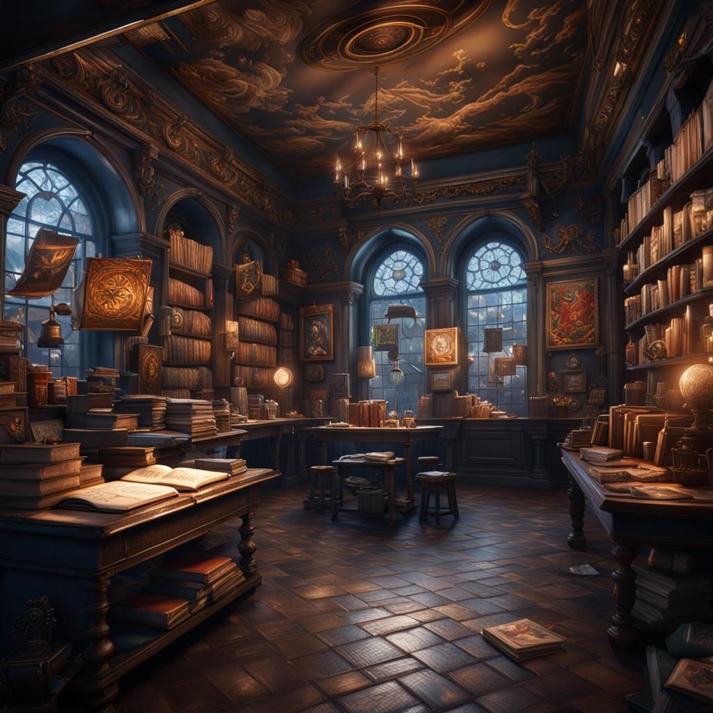 Fantastical Tattoo Shop with Open Book