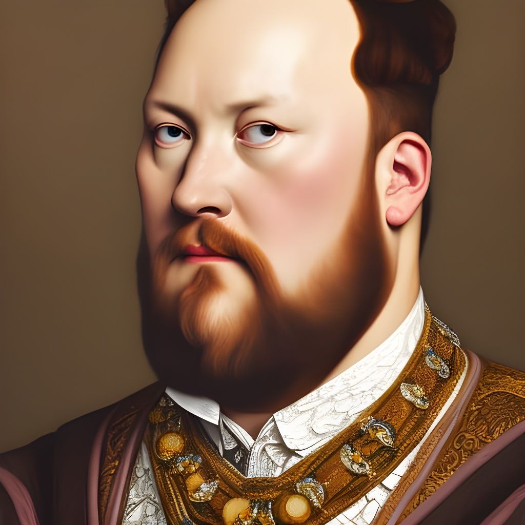 Detailed Portrait of Henry VIII in Art Nouveau Style