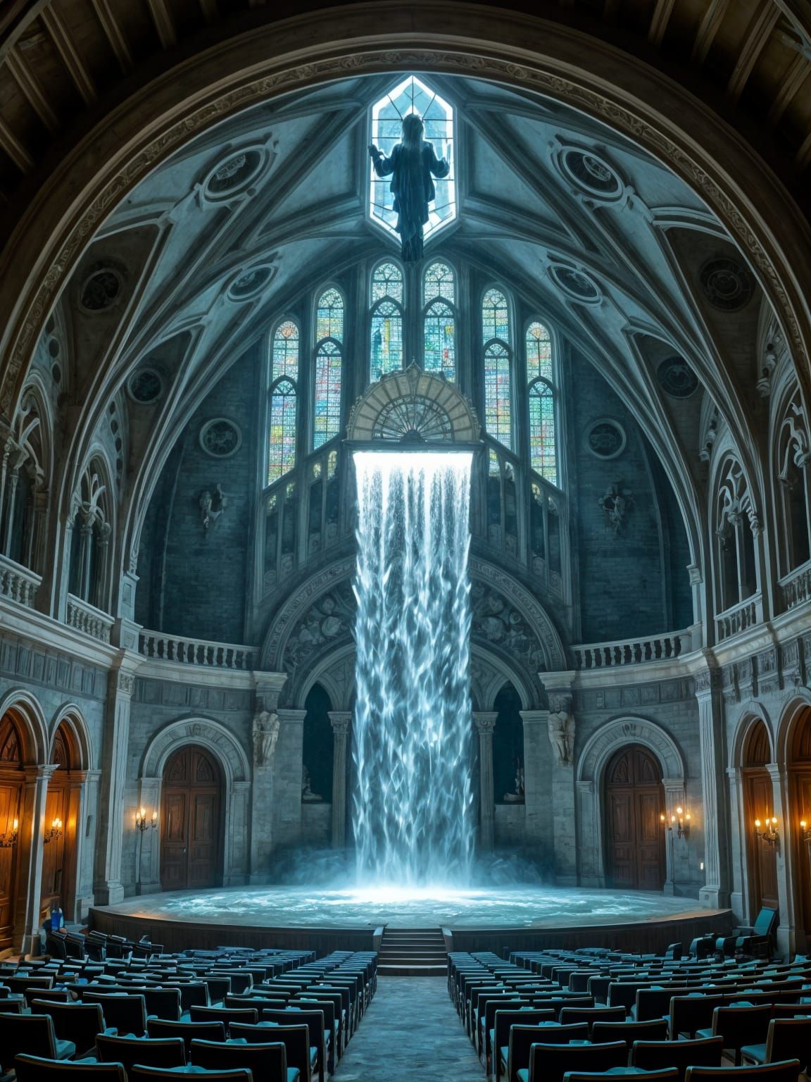 Waterfall Cascading from Merovingian Auditorium