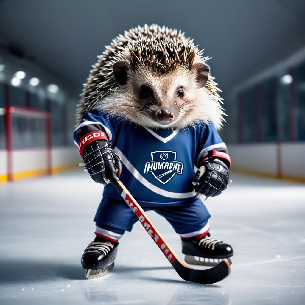 Hedgehog in Hockey Gear Team Logo