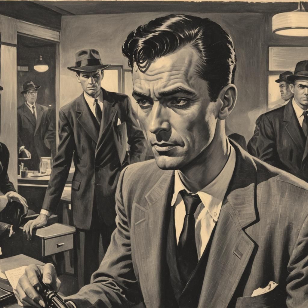 Fifties Pulp Noir Crime Novel Illustration