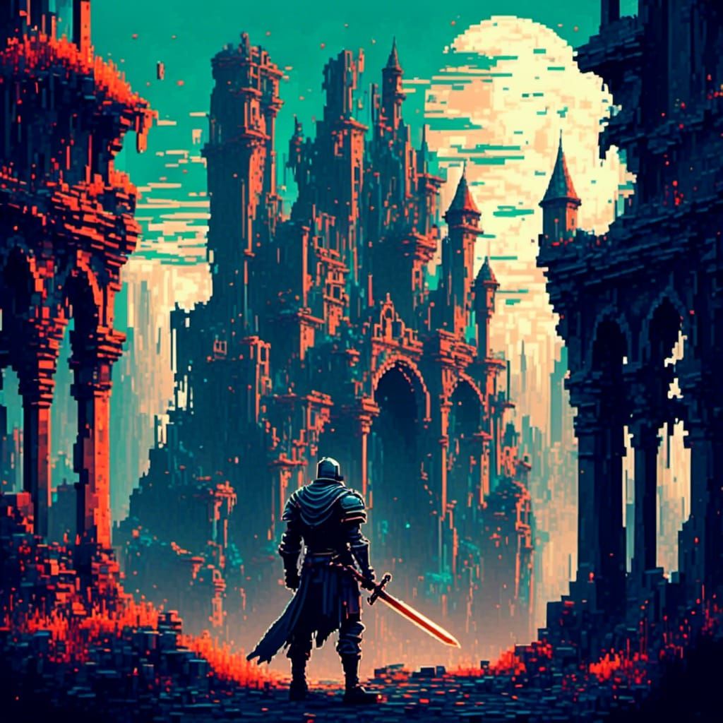 Knight in Ruins of 8-bit City