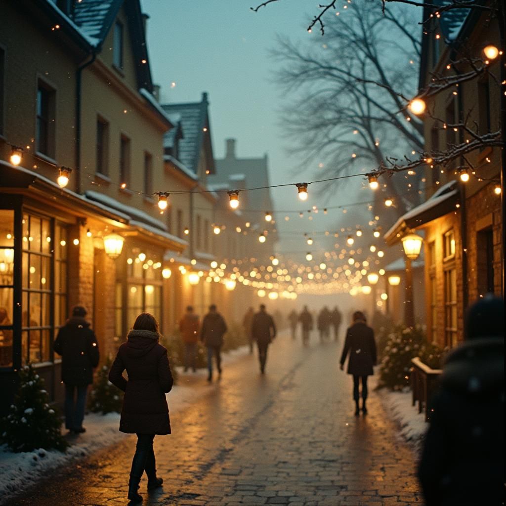 Vintage Town Square in Golden Cinematic Light