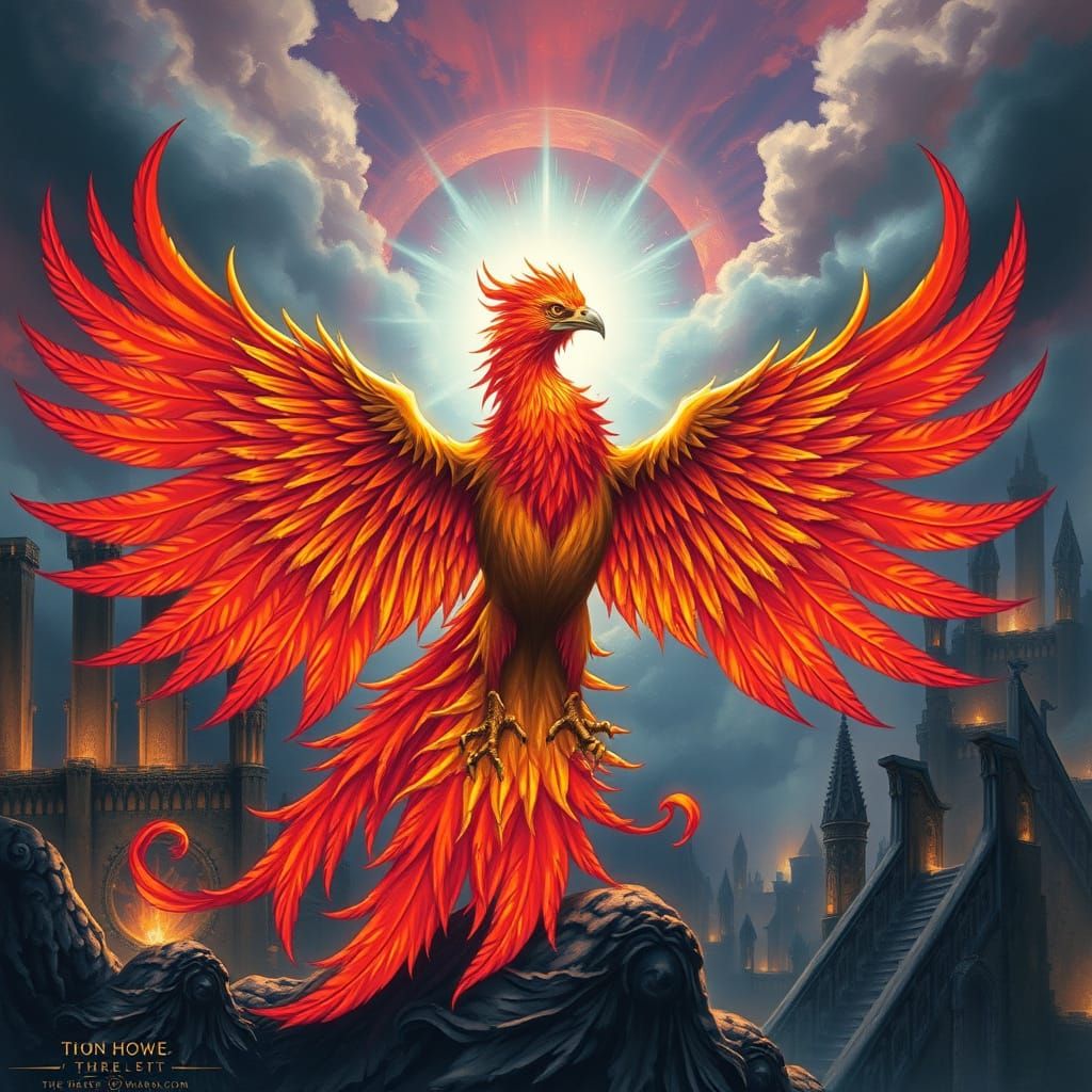 Majestic Phoenix in Fantasy Realm