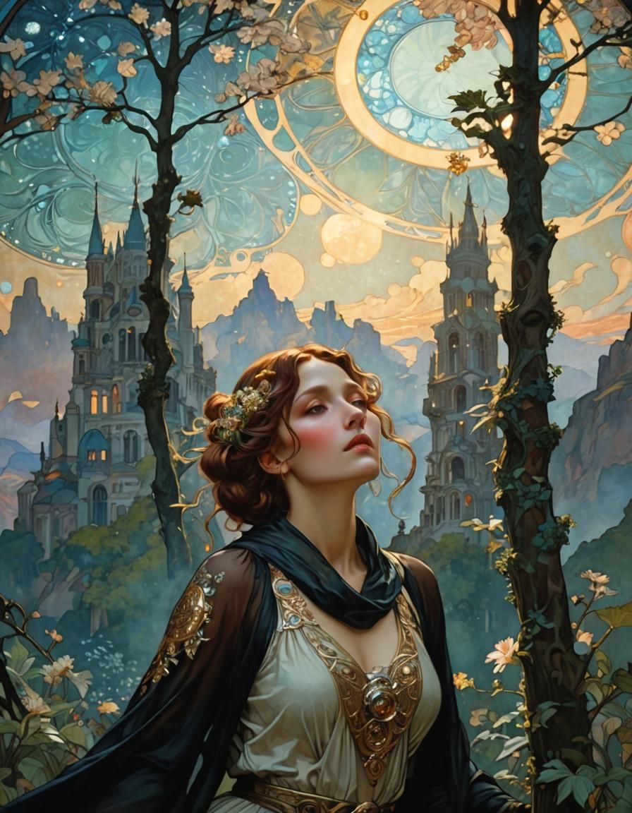 detailed beautiful iridescent fairy spirit emerging from cel...